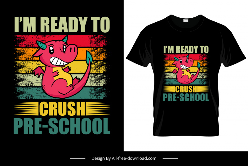 Ich bin bereit, Vorschul-T-Shirt-Vorlage süße Cartoon-Drachen-Charakter-Skizze zu zerquetschen
