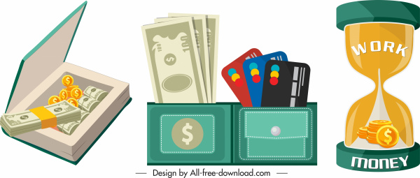 elementi di design reddito risparmio carta di cassa moneta schizzo