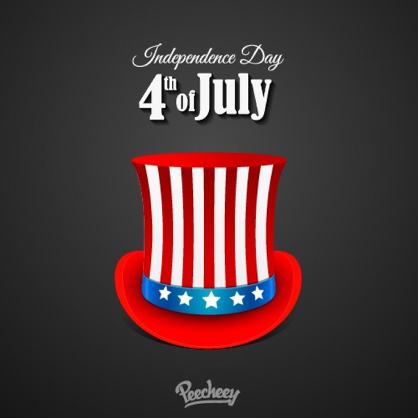 Poster zum Unabhängigkeitstag mit dem Hut im amerikanischen Stil