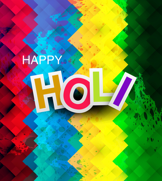 ออกแบบเวกเตอร์ holi สุขเทศกาลอินเดียเฉลิมฉลองสีสันสว่างสาด