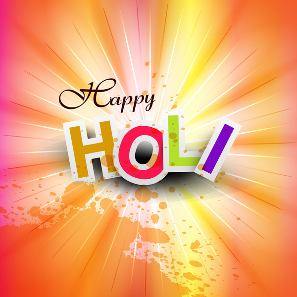 ออกแบบเวกเตอร์ holi สุขเทศกาลอินเดียเฉลิมฉลองสีสันสว่างสาด