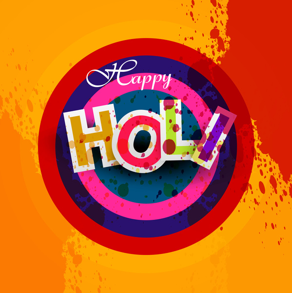 indische Festival glücklich Holi splash leuchtend bunten feiern Vektor-design