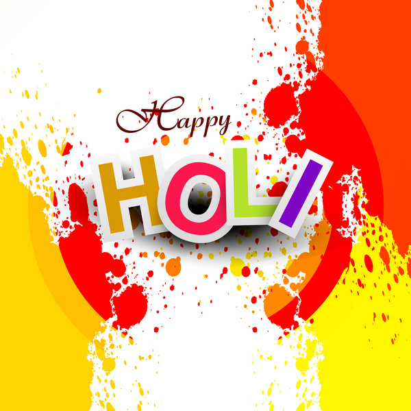 India festival holi bahagia percikan terang warna-warni perayaan vektor desain