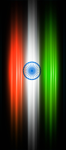 bendera India hitam cerah vektor tiga warna yang trendi
