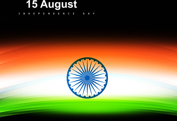 인도 국기 삼 색 빛나는 밝은 검은 파도 그림