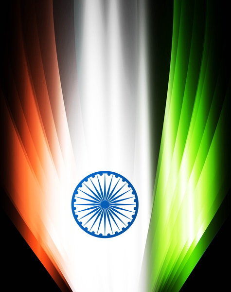 bendera India hitam gelombang tiga warna cerah ilustrasi