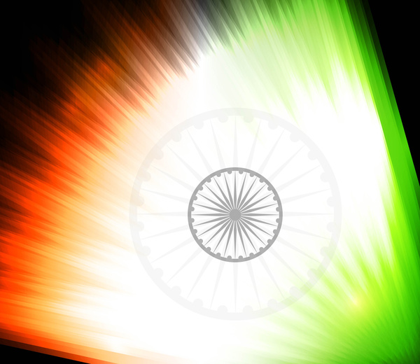 인도 국기 블랙 밝은 삼 색 파 그림