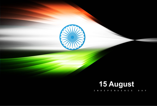 印度國旗的黑色高亮三色波插圖