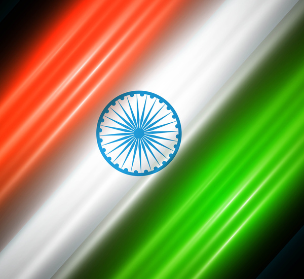 ilustração em vetor preto brilhante onda tricolor bandeira indiana