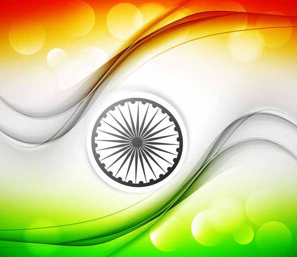 indische Flagge fantastische Tricolor Grunge-Welle