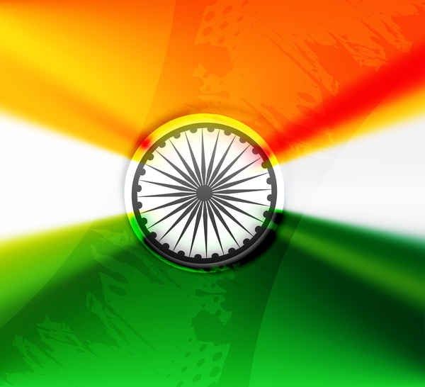 Индийский флаг фантастический Триколор гранж волна