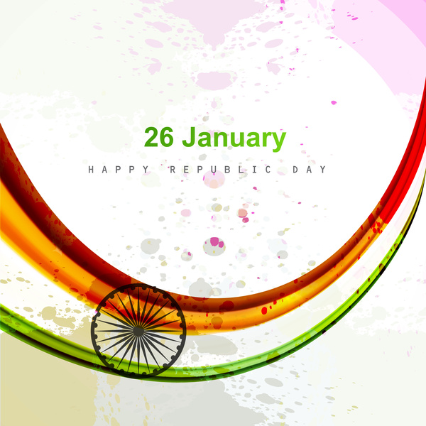 bendera India India Republik hari dan hari kemerdekaan ilustrasi gelombang bergaya tiga warna vektor