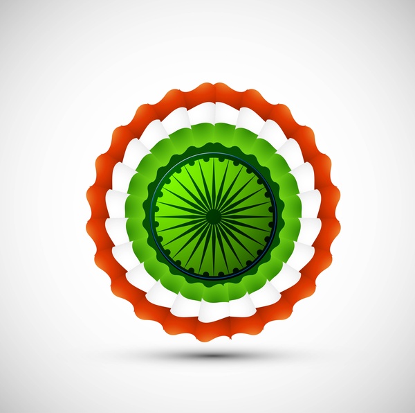 Индийский флаг стильный круг векторные иллюстрации