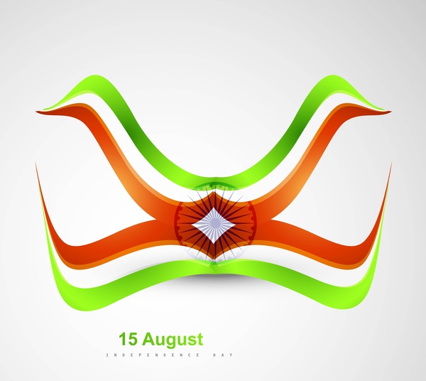 bendera India gelombang kreatif bergaya vektor ilustrasi