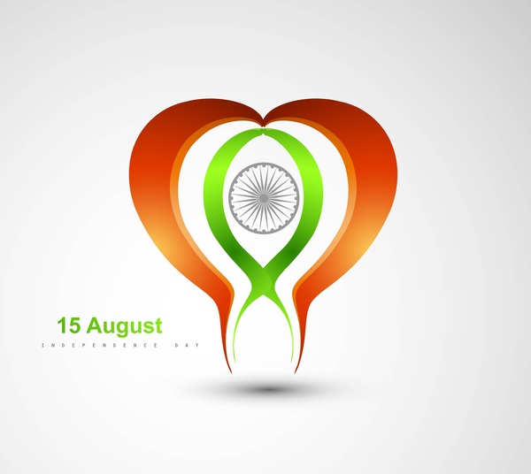 bendera India bergaya jantung vektor ilustrasi
