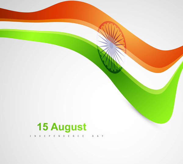 vektor bergaya melambai indah tiga warna bendera India