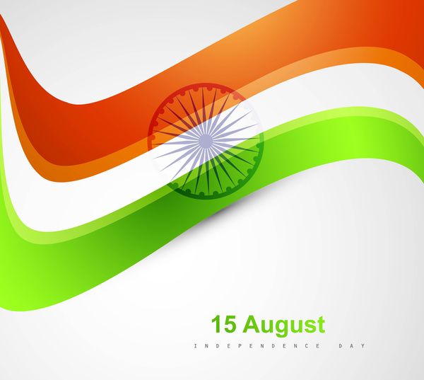 bendera India gelombang tiga warna yang bergaya desain