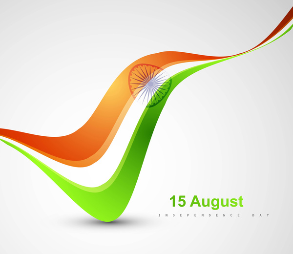印度国旗时尚三色波矢量图