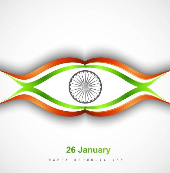 vetor de onda tricolor elegante bandeira indiana