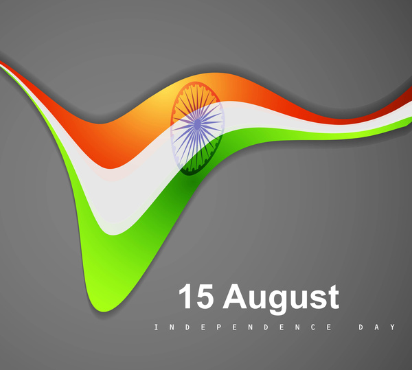 bendera India bergaya gelombang indah latar belakang vektor ilustrasi