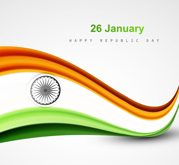 Ilustración de vector de fondo del día de la independencia de la onda de bandera India con estilo