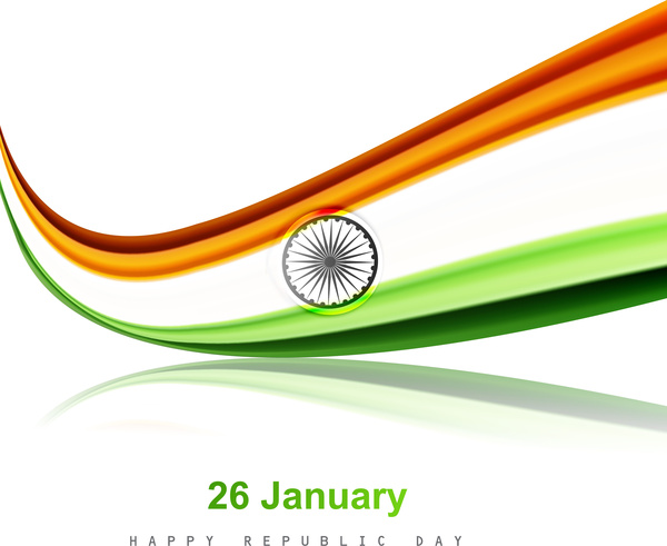 独立日背景矢量的印度国旗时尚波图