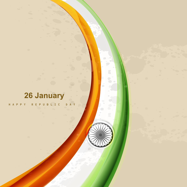 Ilustración de vector de fondo del día de la independencia de la onda de bandera India con estilo