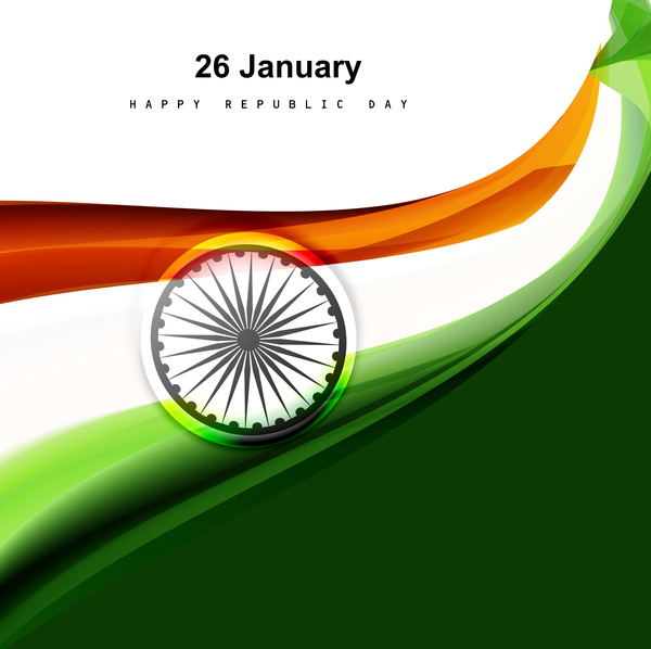 ธงชาติอินเดียทันคลื่นภาพเวกเตอร์พื้นหลังวันประกาศอิสรภาพ