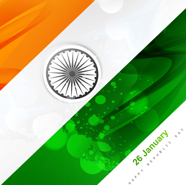 العلم الهندي موجة أنيقة التوضيح ناقلات خلفية الاحتفال بيوم الاستقلال