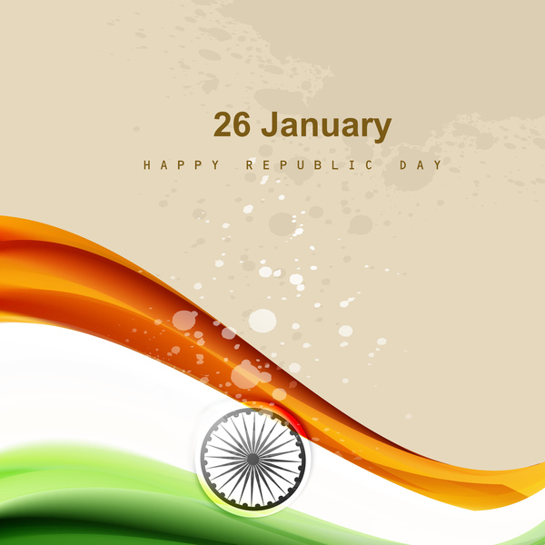 獨立日背景向量的印度國旗時尚波圖