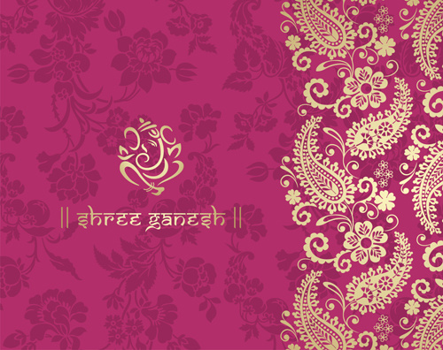 ピンクの背景のベクトルでインドの花飾り