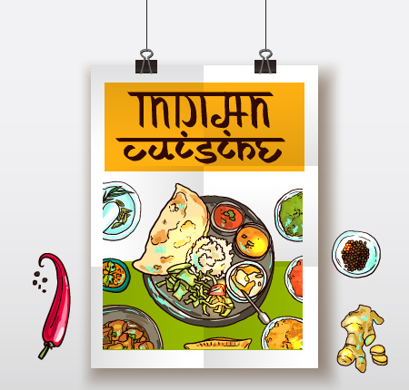 indisches Essen Plakat hand gezeichnete Vektor