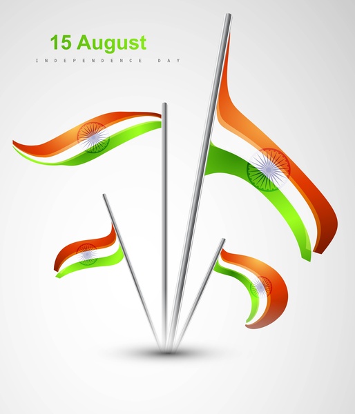 Indian elegantes banderas tricolor de ilustración vectorial