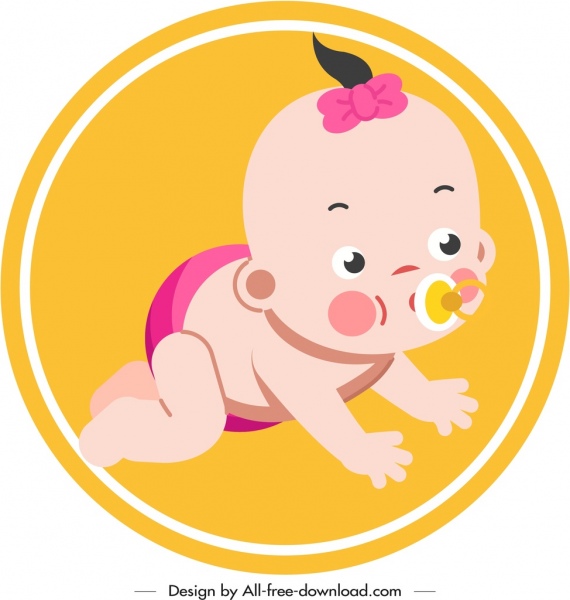 bambino neonato icona strisciando gesto carino cartone animato schizzo