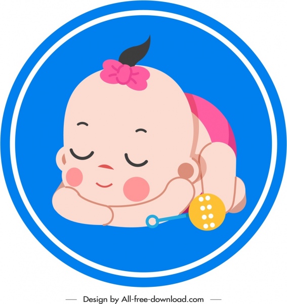 Säugling Baby Symbol schlafen Geste farbigen Cartoon Skizze