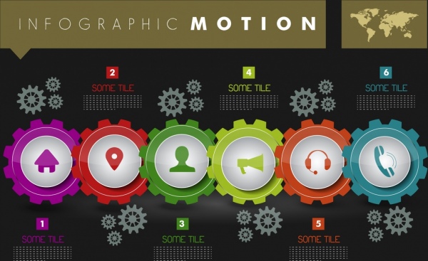 infographic latar belakang berwarna-warni gigi ui ikon dekorasi