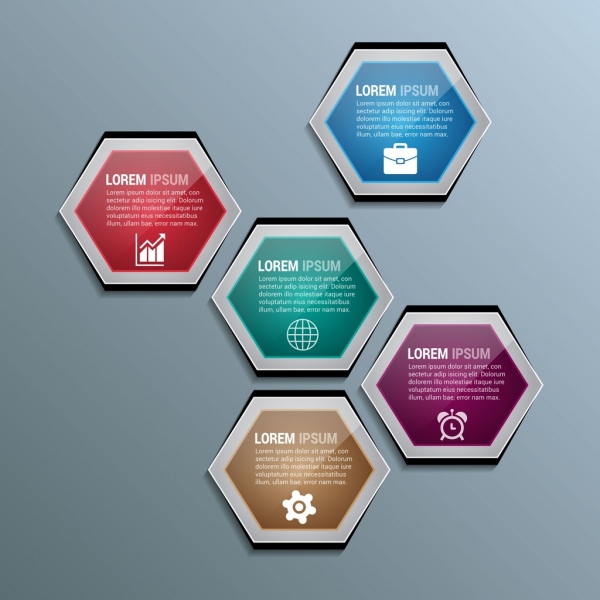 infographic sfondo colorato modello scintillante hexagon decorazione