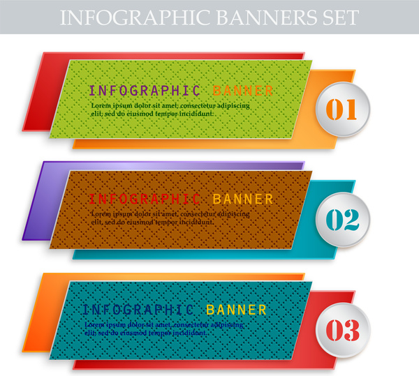 bandeiras de infográfico conjunto com estilo de design 3d