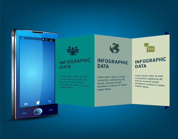Infografik-Daten-Vektor-Illustrationen mit Smartphone-Hintergrund
