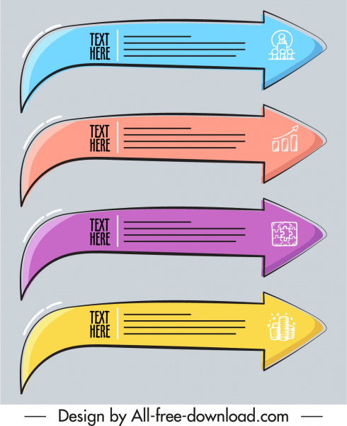 インフォグラフィックデザイン要素古典的なフラット矢印スケッチ