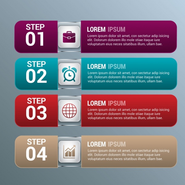Infografik-Design-Elemente farbig horizontale Stil
