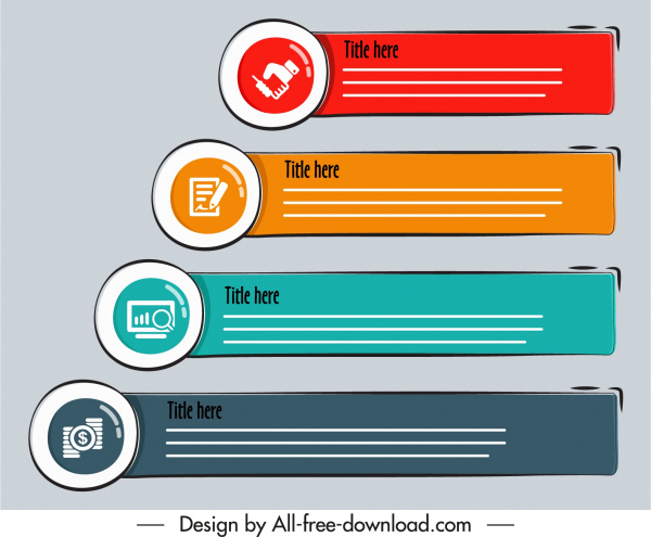 infografik tasarım elemanları renkli klasik yatay çubuklar