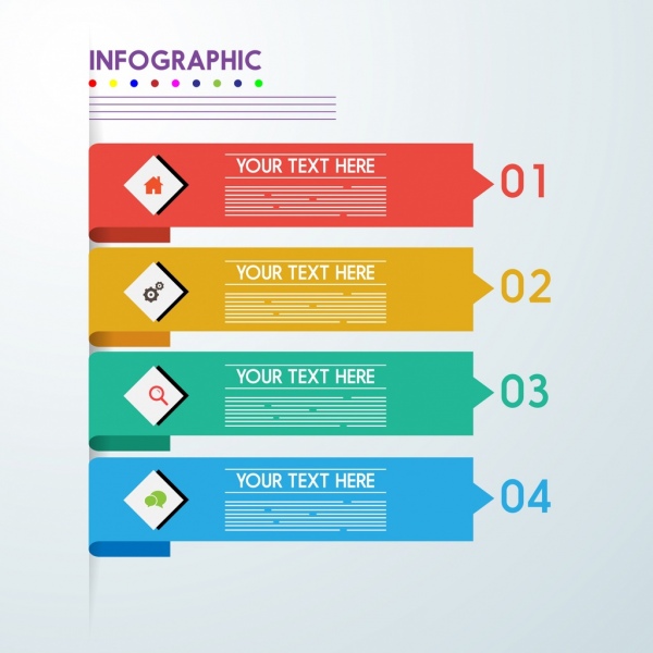 การออกแบบแถบแนวนอนที่มีสีสันองค์ประกอบการออกแบบ infographic