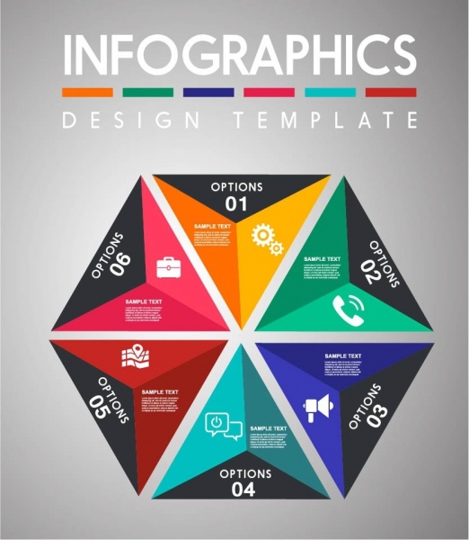 infographic 디자인 요소 다채로운 삼각형 레이아웃