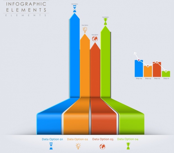 infographic desain elemen 3d warna-warni Bar dekorasi