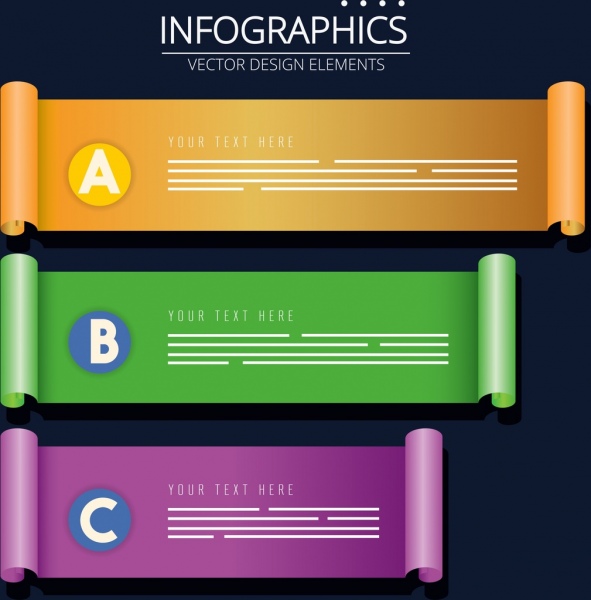 infographic 디자인 요소 다채로운 3d 압 연된 시트 아이콘