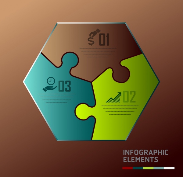インフォ グラフィック デザイン要素幾何学的なパズル関節アイコン装飾