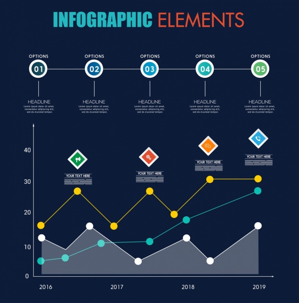 infographic desain elemen garis titik-titik lingkaran dekorasi