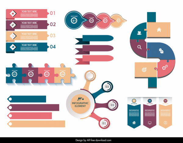 elemen desain Infografis desain datar warna-warni modern