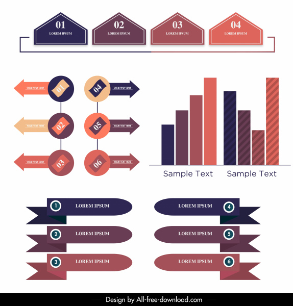 elementi di design infografica moderne forme colorate piatte 3d